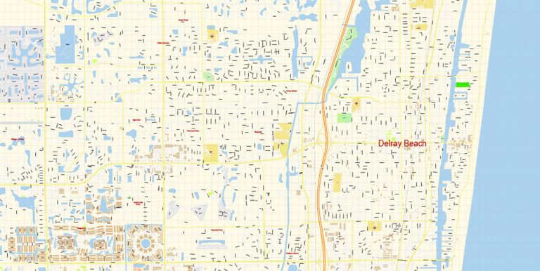 Delray Beach Vector Map Florida - Map Vector Delray Beach Florida Gvl17 B Ai 10 Ai Pdf 8 768x386 