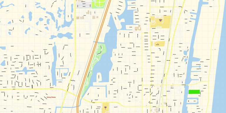 Delray Beach PDF Vector Map Florida - Map Vector Delray Beach Florida Gvl17 B Ai 10 Ai Pdf 9 768x386