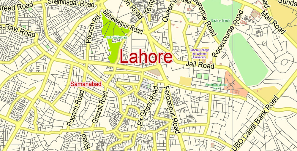 Lahore Pakistan Map Vector Editable Gvl13 Ai 10 Ai Pdf 1 