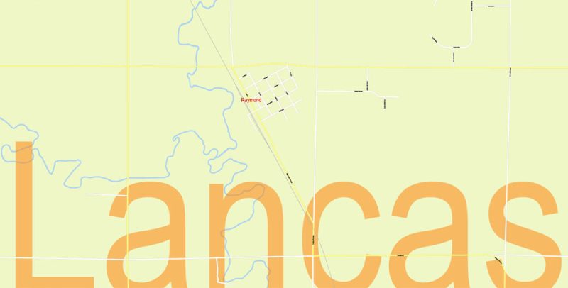 Map of Lancaster County Nebraska US detailed County Plan + Lincoln City scale 1:3559 full editable Adobe Illustrator Street Map in layers + zipcodes areas