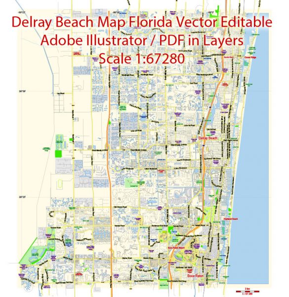 Delray Beach PDF Map Florida US - Map Delray Beach Florida Gvl13 B Ai 10 Ai Pdf 00 585x600 