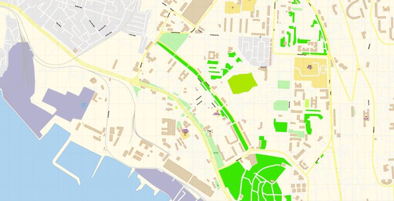 Printable Vector Map of Baku Azerbaijan AZ detailed City Plan scale 1:3577 editable Adobe Illustrator Street Map in layers