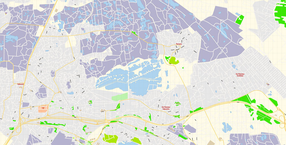 Baku Azerbaijan Map Vector EN detailed City Plan editable Adobe Illustrator Street Map in layers
