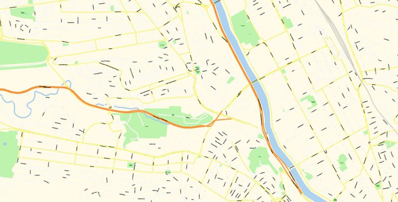 Printable Vector Map of Tbilisi Georgia EN detailed City Plan scale 1:3596 editable Adobe Illustrator Street Map in layers