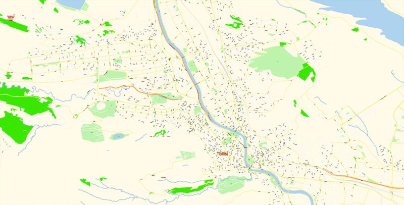 Printable Vector Map of Tbilisi Georgia EN detailed City Plan scale 1:3596 editable Adobe Illustrator Street Map in layers