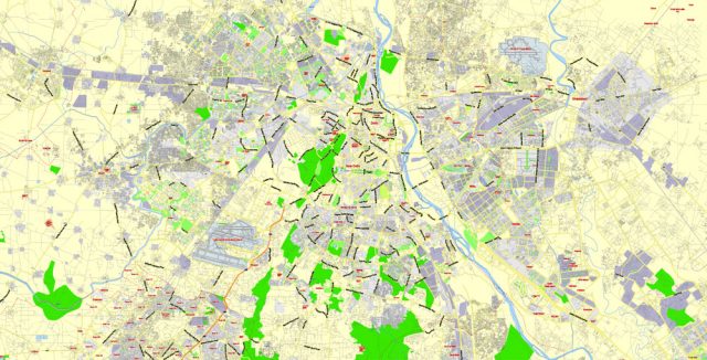 Delhi PDF Map India ENG City Plan for small print size editable Adobe ...