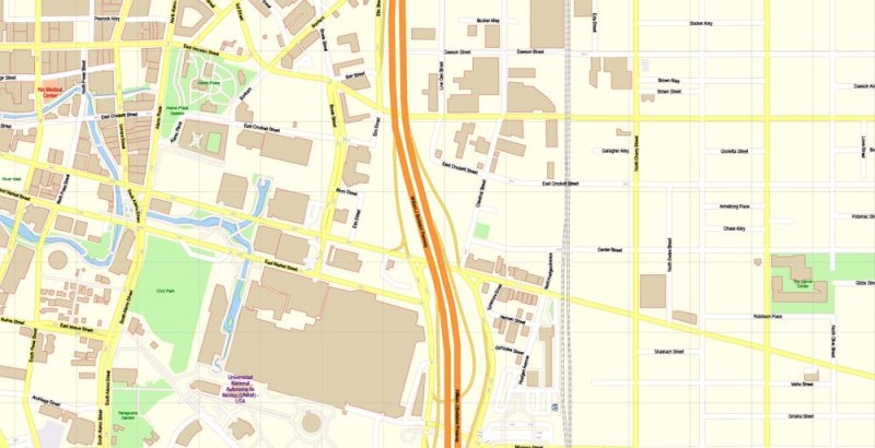 Printable Vector Map of San Antonio Texas US detailed City Plan scale 1:4088 full editable Adobe Illustrator Street Map in layers