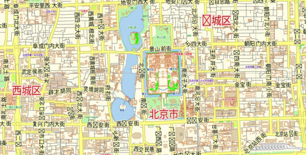 Beijing PDF Map China Chinese Low detailed City Plan editable Adobe PDF ...