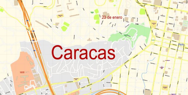Caracas PDF Map Venezuela exact printable vector City Plan editable