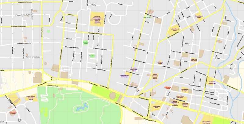 Caracas Vector Map Venezuela exact printable City Plan editable layered Adobe Illustrator extra detailed Street Map