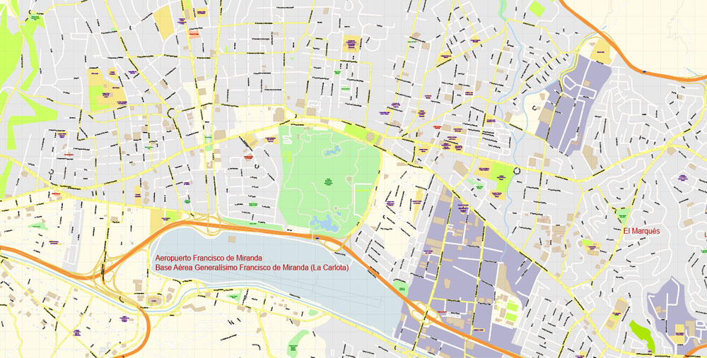 Caracas Pdf Vector Map Exact City Plan Editable Layered Extra Detailed