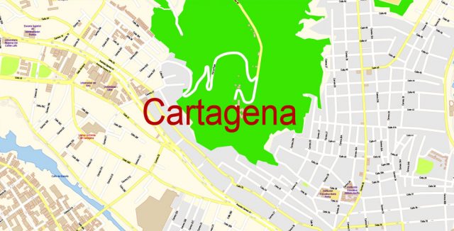 Cartagena Map Vector Colombia extra detailed City Plan editable Adobe 
