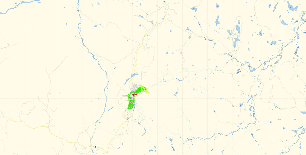 Inari + Ivalo + Saariselka Map Vector Finland Low detailed City Plan editable Layered Adobe Illustrator Street Map Inari + Saariselka Map Vector Finland Low detailed City Plan editable Layered Adobe Illustrator Street Map