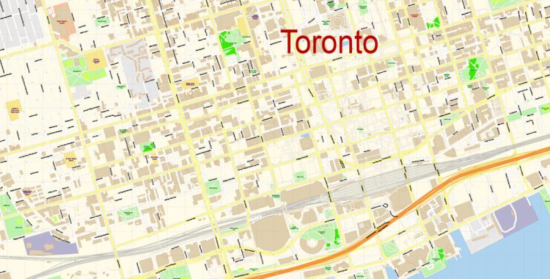 Toronto Billy Bishop City Airport Area Map Vector Canada Extra Detailed Plan Adobe Illustrator Street Map in Layers