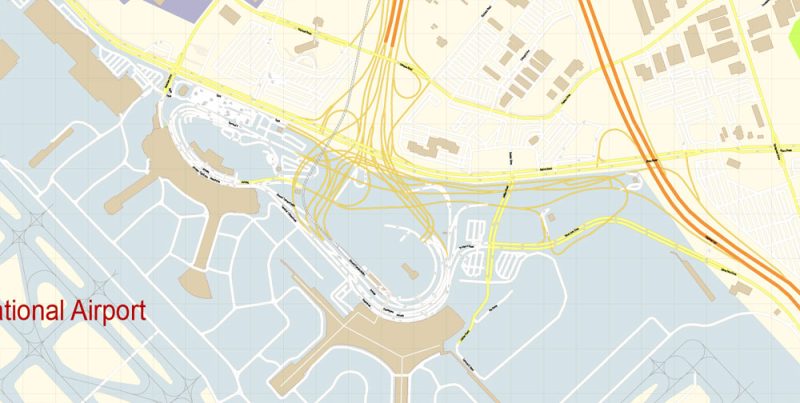 Toronto Pearson International Airport Area Map Vector Canada Extra Detailed Plan Adobe Illustrator Street Map in Layers