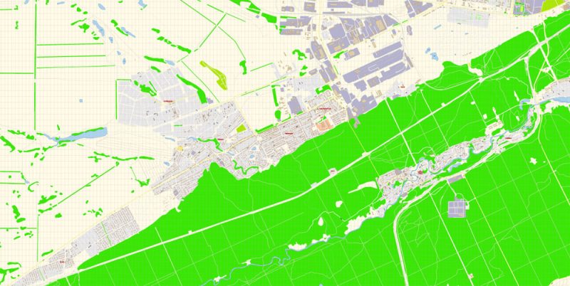 Барнаул + Новоалтайск векторная карта Россия подробная редактируемая в слоях, Adobe Illuetrator