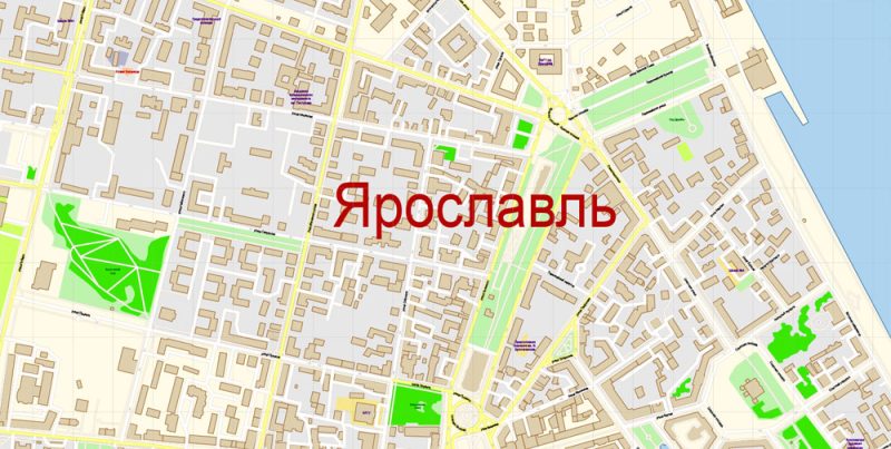 Ярославль векторная карта Россия подробная редактируемая в слоях, Adobe Illustrator