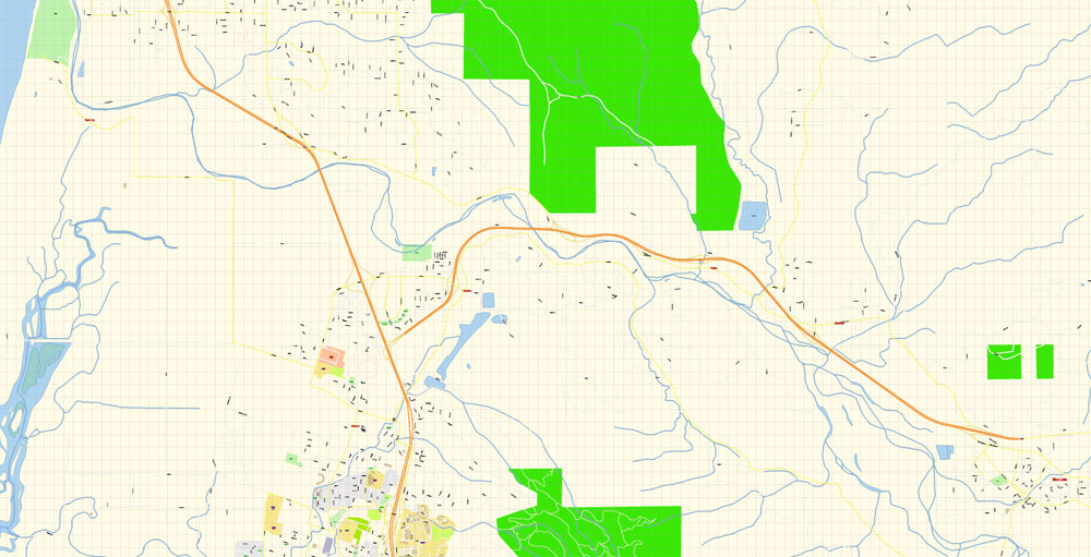 Arcata + Eureka Map Vector Exact City Plan California detailed Street Map Adobe Illustrator in layers