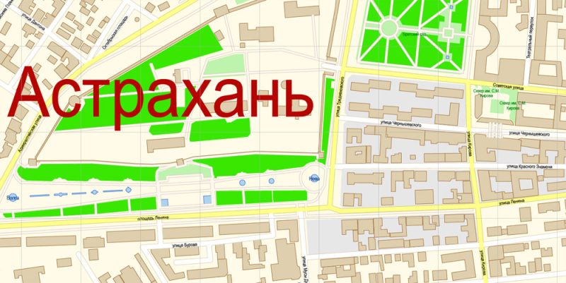 Астрахань PDF векторная карта города подробная редактируемая в слоях Adobe PDF