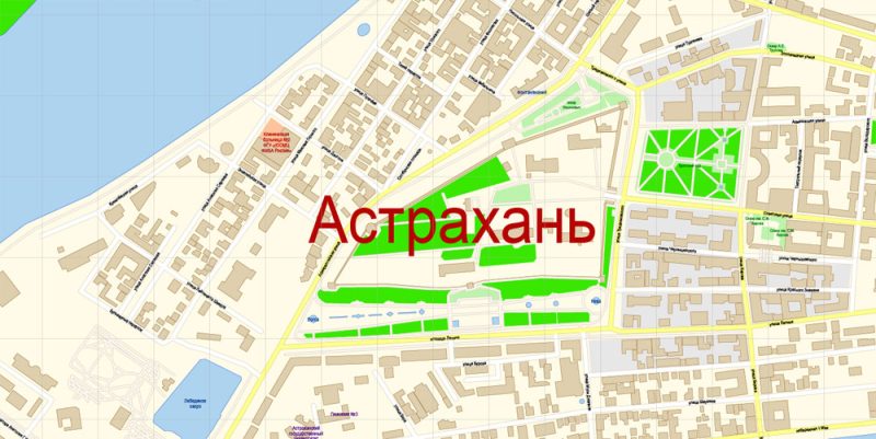 Астрахань векторная карта города подробная редактируемая в слоях Adobe Illustrator