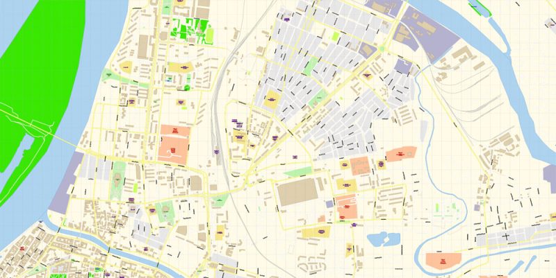 Астрахань векторная карта города подробная редактируемая в слоях Adobe Illustrator