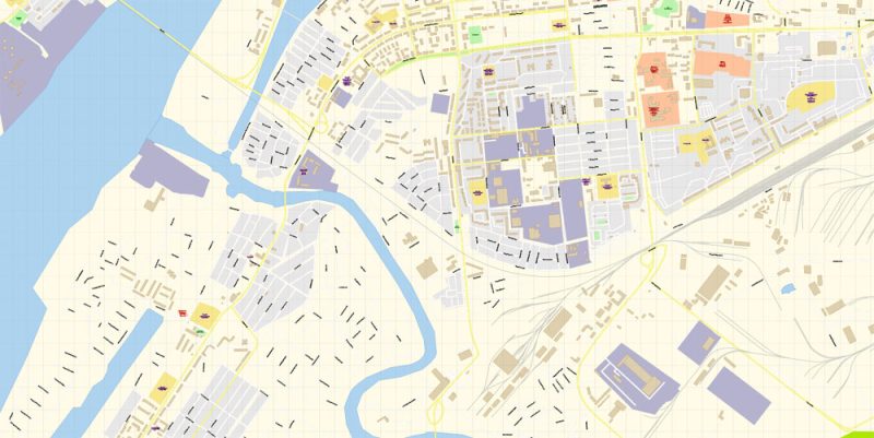 Астрахань векторная карта города подробная редактируемая в слоях Adobe Illustrator