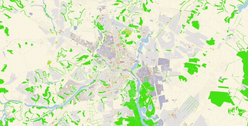 Белгород векторная карта города подробная редактируемая в слоях Adobe Illustrator