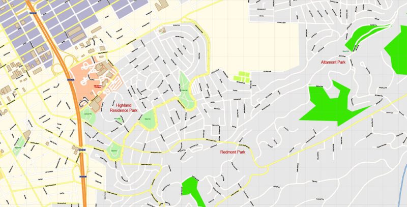 Birmingham Map Vector Exact City Plan + University of Alabama detailed Street Map Adobe Illustrator in layers