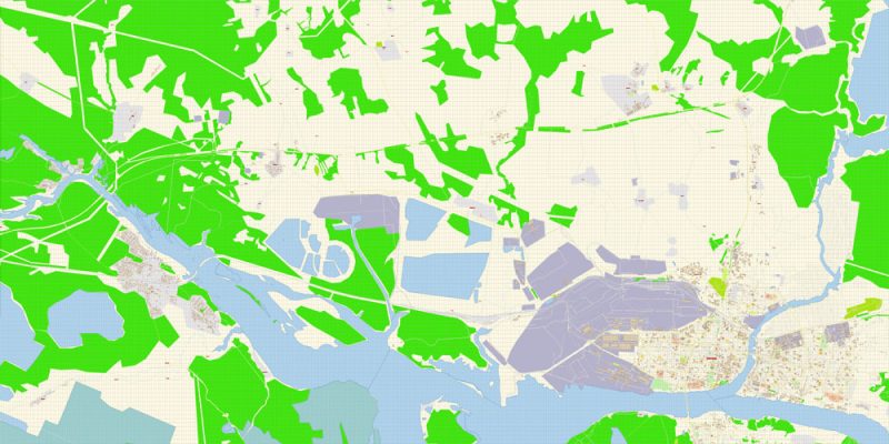 Череповец векторная карта города подробная редактируемая в слоях Adobe Illustrator