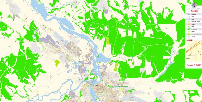 Иркутск векторная карта города подробная редактируемая в слоях Adobe Illustrator