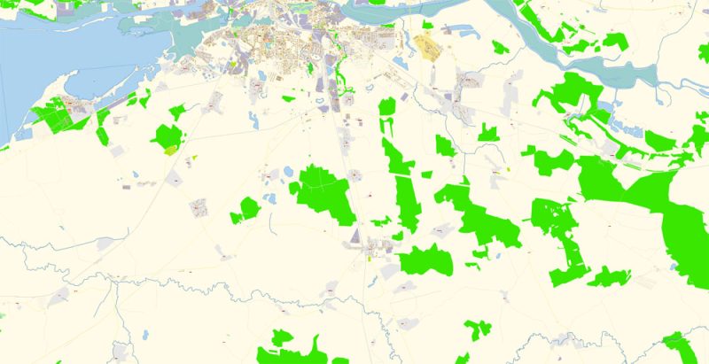 Калининград PDF векторная карта города подробная редактируемая в слоях Adobe PDF