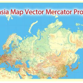 Vector map Europe Asia Topo Relief PDF