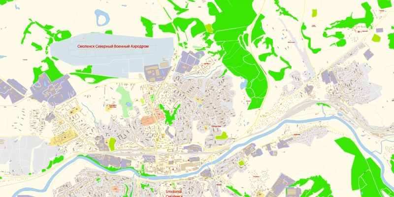 Смоленск векторная карта города подробная редактируемая в слоях Adobe Illustrator