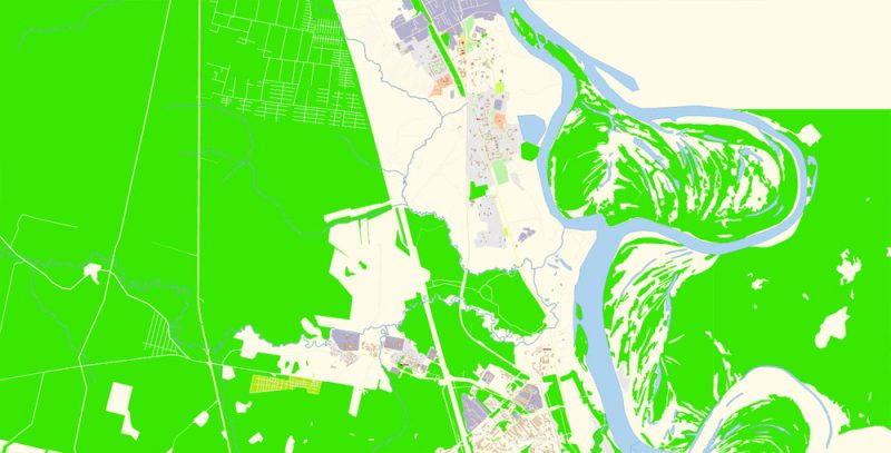 Сыктывкар векторная карта города подробная редактируемая в слоях Adobe Illustrator