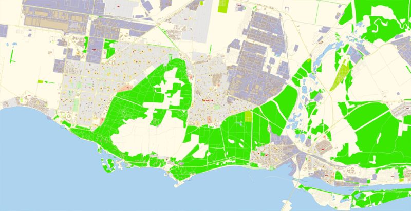 Тольятти векторная карта города подробная редактируемая в слоях Adobe Illustrator