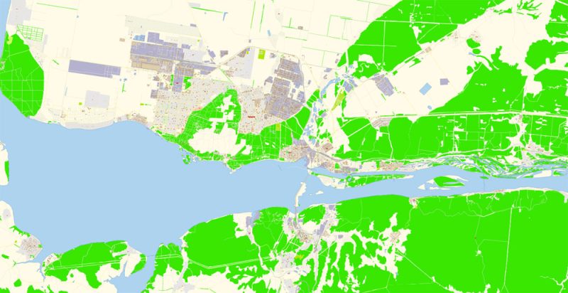 Тольятти векторная карта города подробная редактируемая в слоях Adobe Illustrator