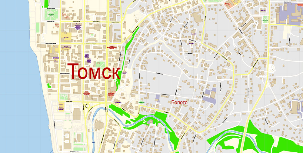 Карта томска с улицами и номерами домов