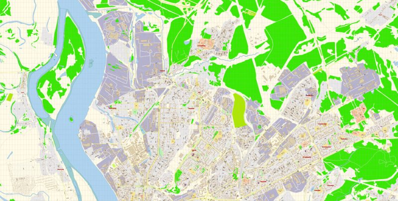Томск векторная карта города подробная редактируемая в слоях Adobe Illustrator