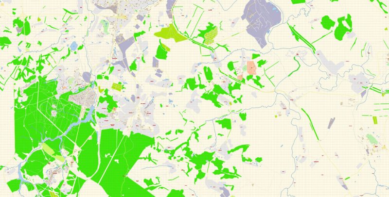 Тула векторная карта города подробная редактируемая в слоях Adobe Illustrator