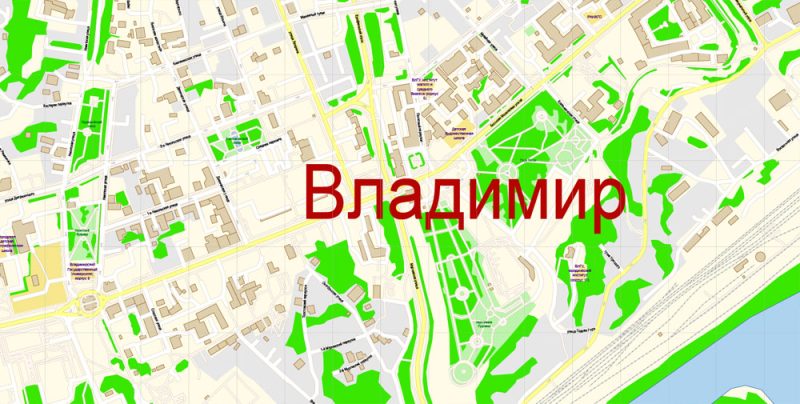 Владимир векторная карта города подробная редактируемая в слоях Adobe Illustrator