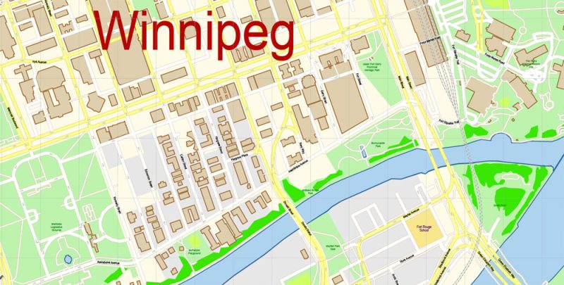 Winnipeg Map Vector Canada Exact City Plan detailed Road Map Adobe Illustrator in layers