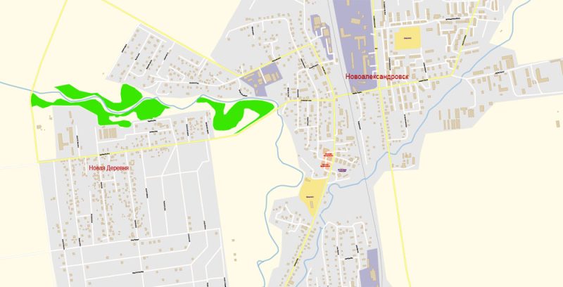 Южно-Сахалинск векторная карта города подробная редактируемая в слоях Adobe Illustrator