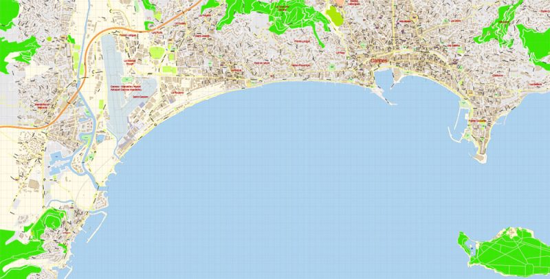 Cannes Area Map PDF Vector France Exact City Plan detailed Street Map Adobe PDF in layers