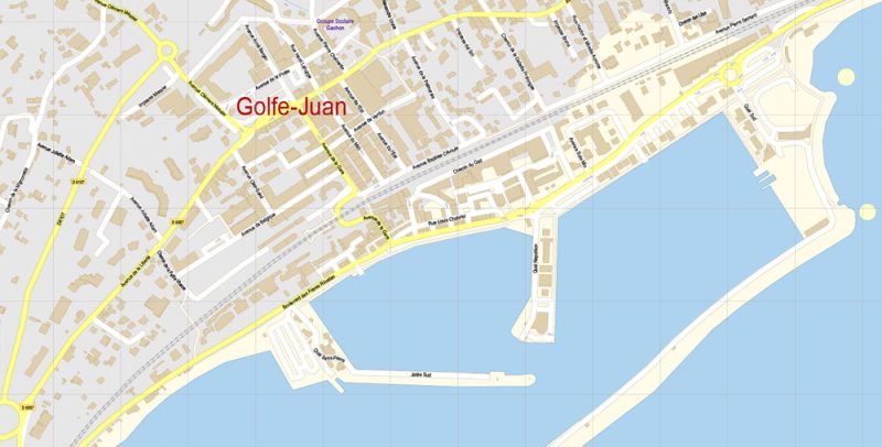 Cannes Area Map Vector France Exact City Plan detailed Street Map Adobe Illustrator in layers