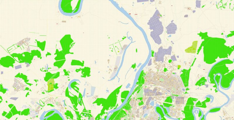 Уфа векторная карта города подробная редактируемая в слоях Adobe Illustrator