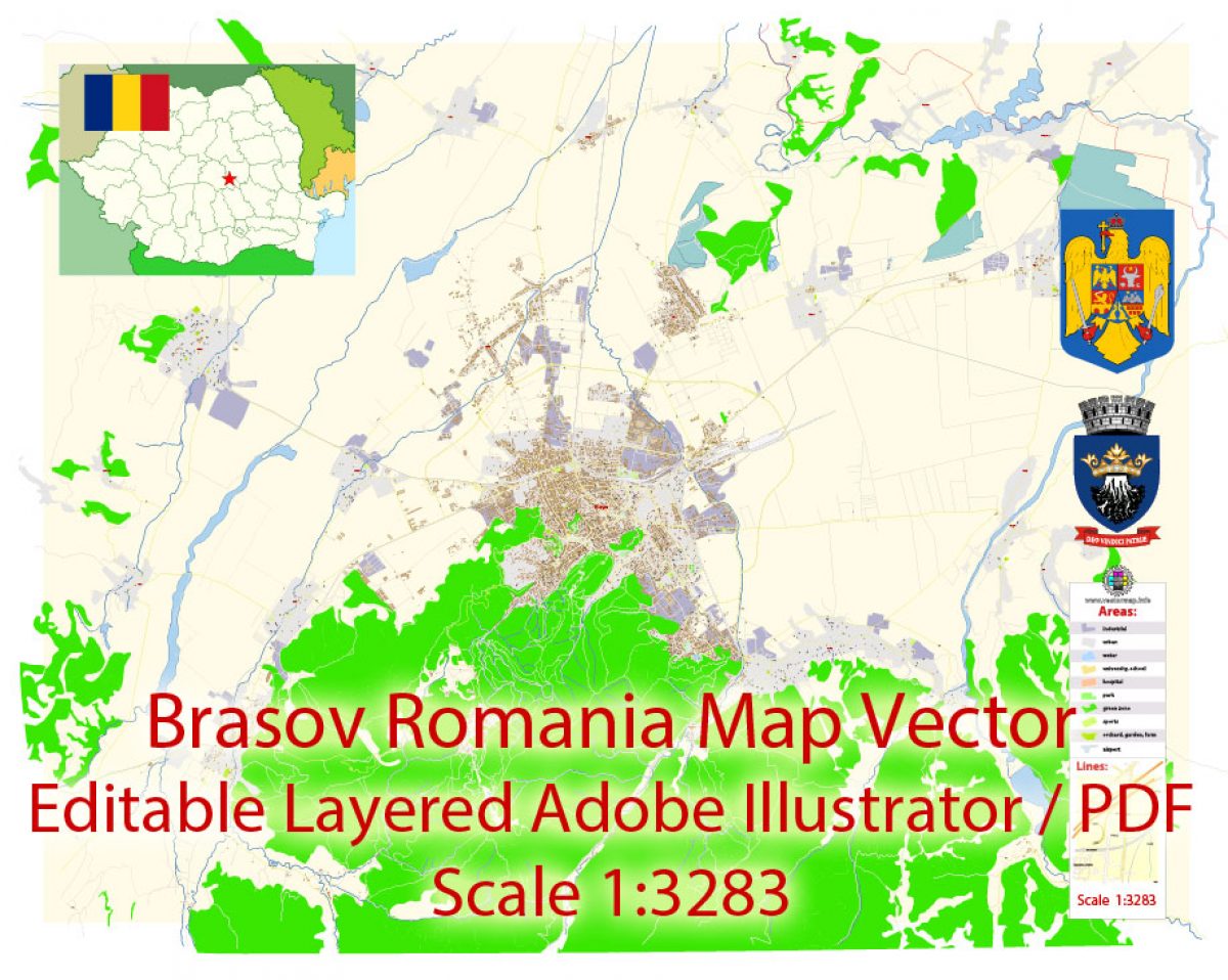 Brasov Romania Pdf Map Vector Exact City Plan Detailed Street Map Adobe Pdf In Layers