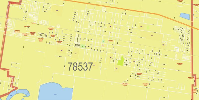 Brownsville, Harlingen, McAllen, Edinburg TX; Reynosa, Matamoros MX Map Vector Exact City Plan detailed Street Map Adobe Illustrator in layers