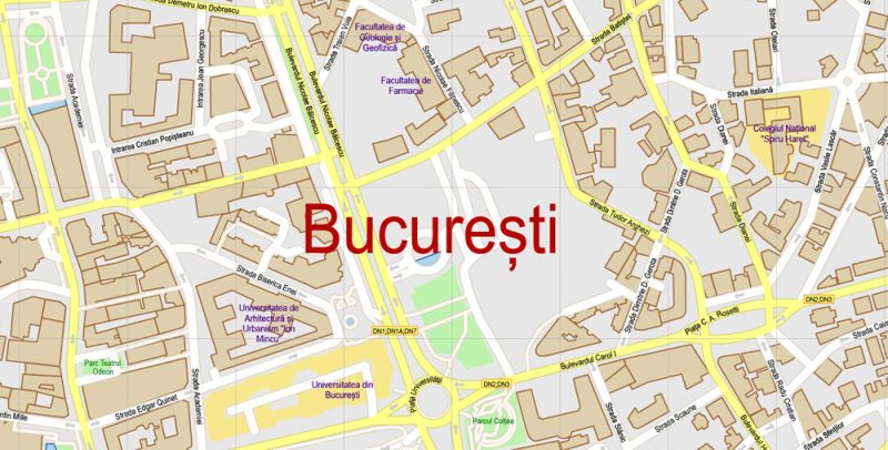 Bucharest Map Vector Exact City Plan detailed Street Map Adobe Illustrator in layers