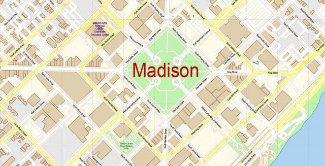 Madison Wisconsin Map Vector Exact City Plan detailed Street Map Adobe Illustrator in layers