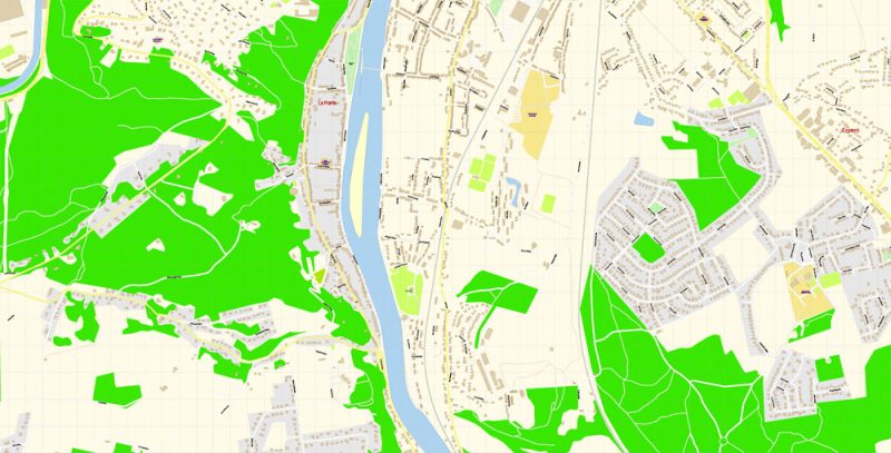 Namur Map Vector Belgium City Plan detailed Street Map Adobe Illustrator in layers